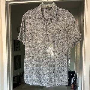 Blue and White Casual Button Down Shirt